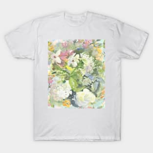 decorative, vintage, watercolor, white, flowers T-Shirt